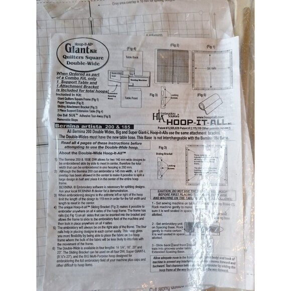 Hoop It All Bernina Artista 185 200 Quilting Hoop Kit Giant Wide T 98 Giant - Picture 3 of 8